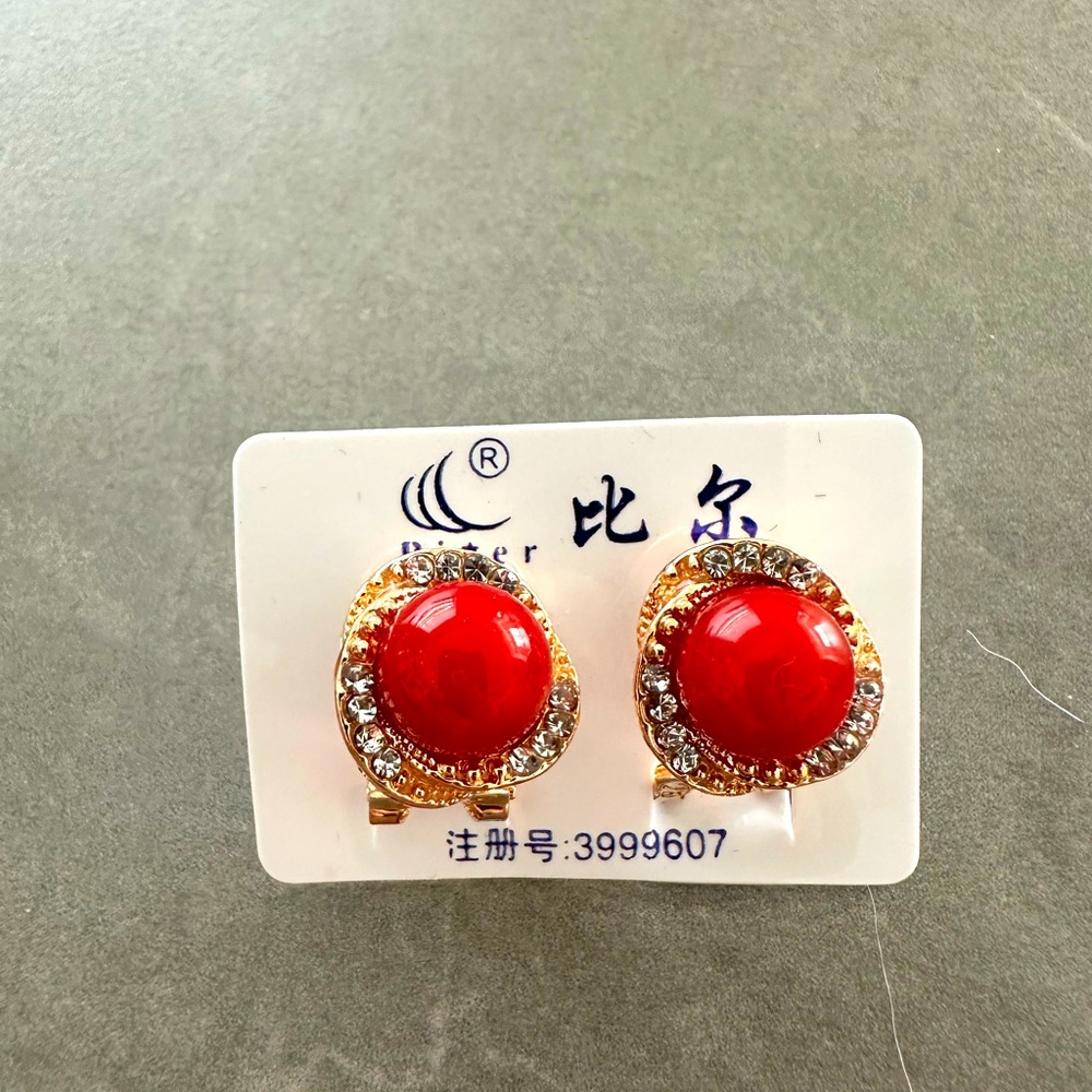 Red coral earrings